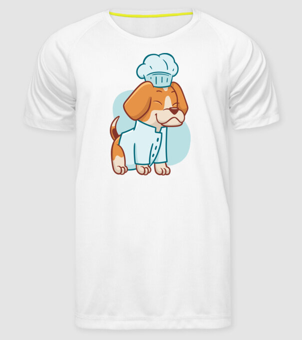 Beagle bucătar model alb pe tricou