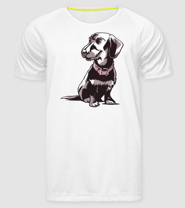 Teckel cu părul sârmos model alb pe tricou