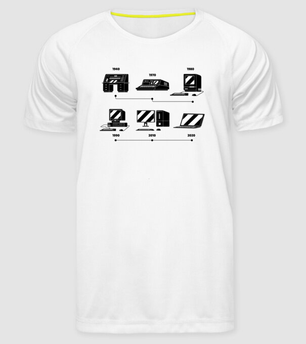 Evoluție Computer model alb pe tricou
