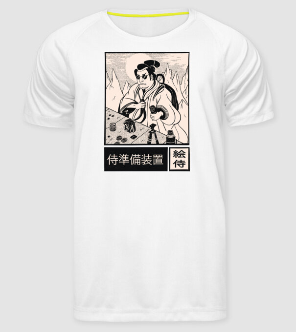 Samurai model alb pe tricou