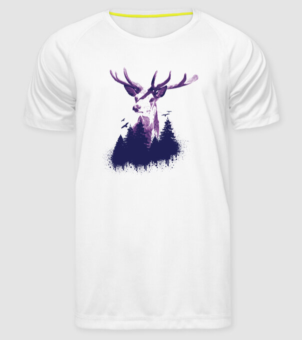 Siluetă cerb model alb pe tricou