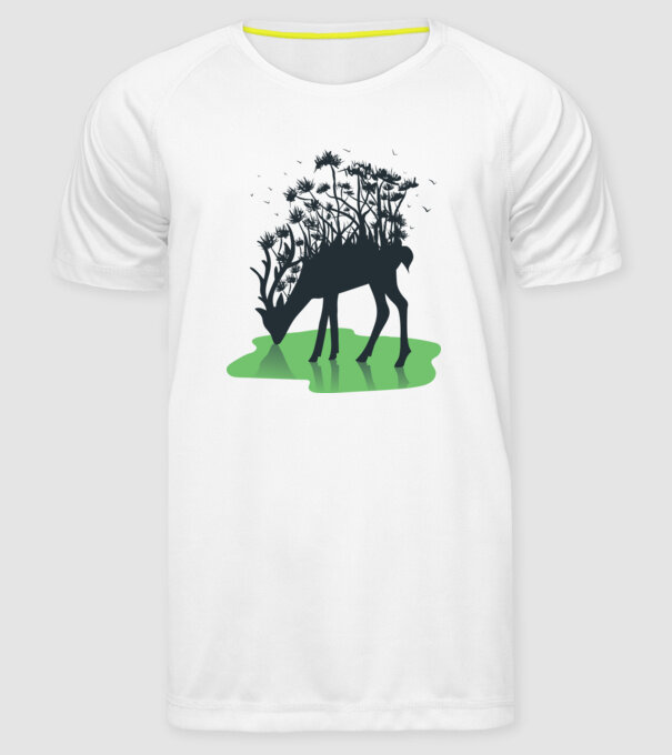 Natură cerb model alb pe tricou