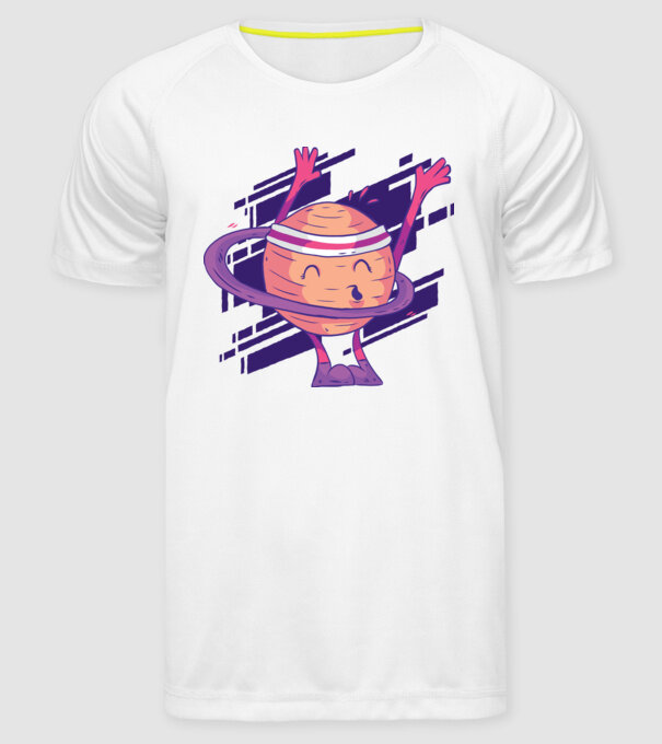 Cerc Hula-Hoop Saturn model alb pe tricou
