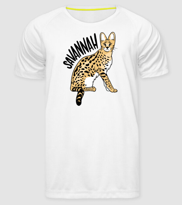 Pisică Savannah model alb pe tricou
