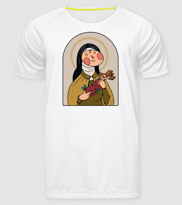 Sfânta Tereza model alb pe tricou