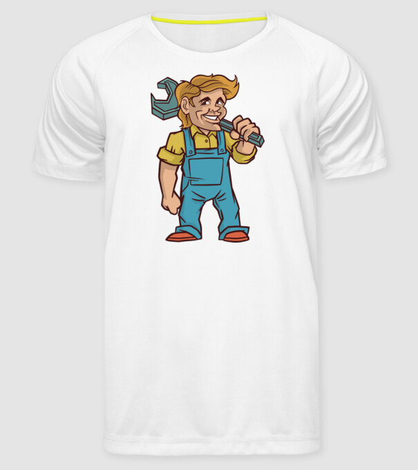 Instalator model alb pe tricou