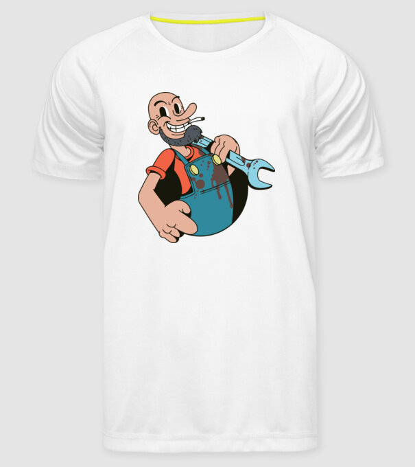 Instalator model alb pe tricou
