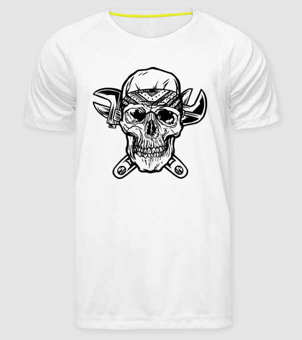 Craniu Instalator model alb pe tricou