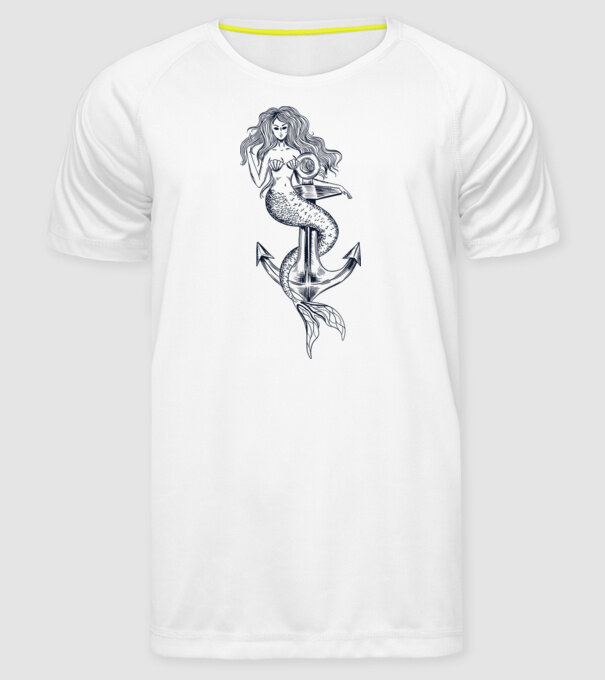 Ancoră sirenă model alb pe tricou