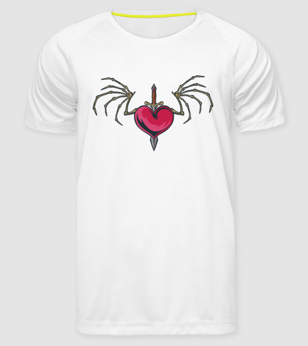 Inimă cu sabie model alb pe tricou