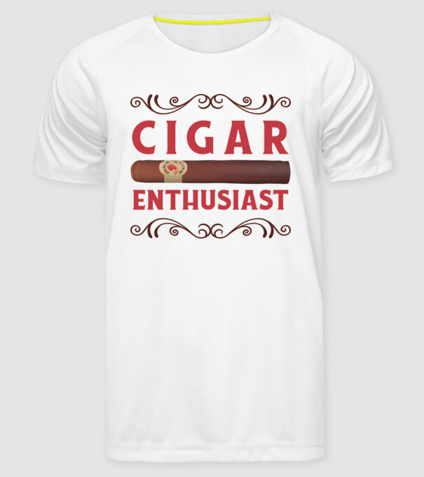 Pasionat de trabucuri model alb pe tricou
