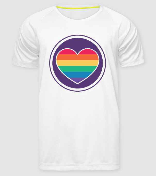 Inimă curcubeu model alb pe tricou