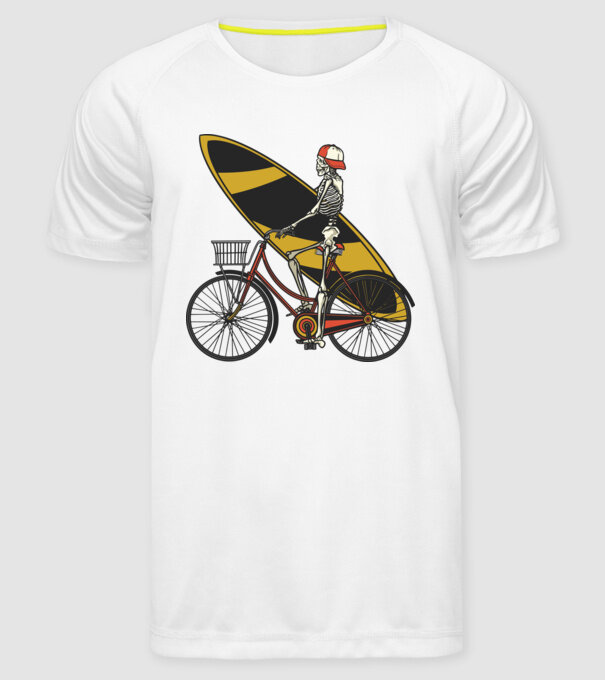 Schelet surfer model alb pe tricou