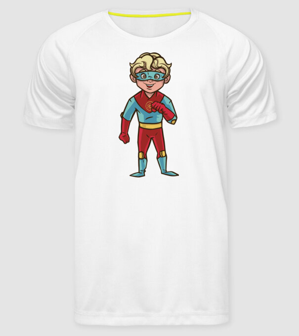 Băiat supererou model alb pe tricou