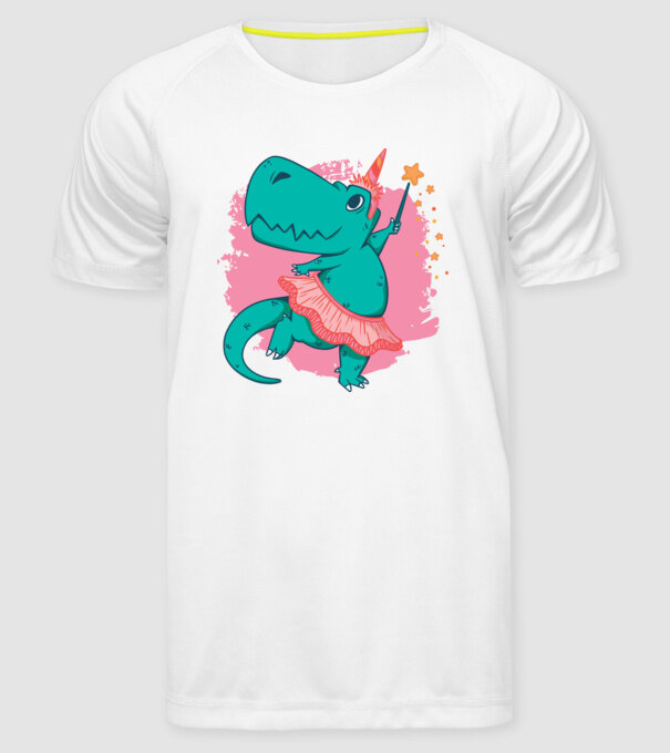 T-rex Balerină model alb pe tricou