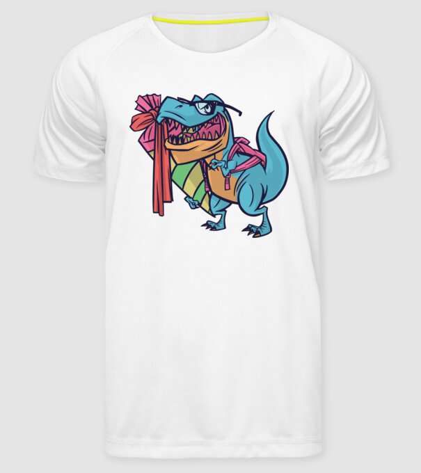 Elev T-rex model alb pe tricou