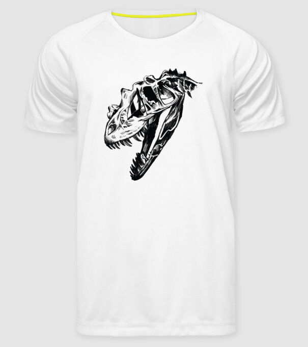 Craniu T-rex model alb pe tricou