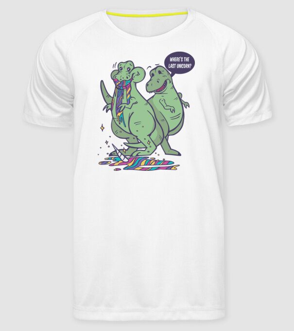 T-rex a mâncat unicornul model alb pe tricou