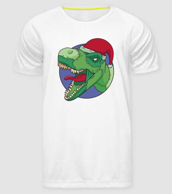 T-rex Santa model alb pe tricou