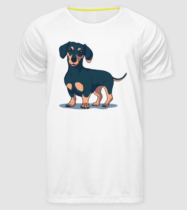 Tricou cu Câine teckel drăguț model alb pe tricou