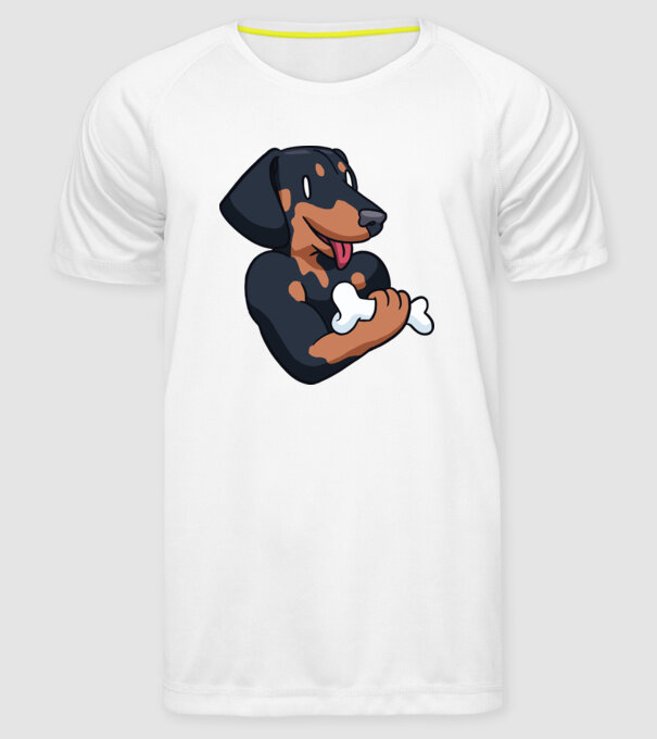Antrenament Teckel model alb pe tricou