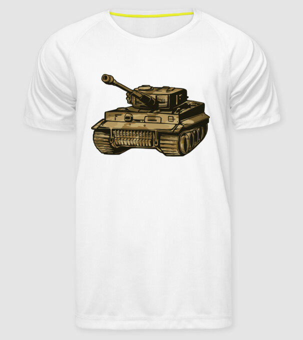 Tanc Mașină de luptă model alb pe tricou