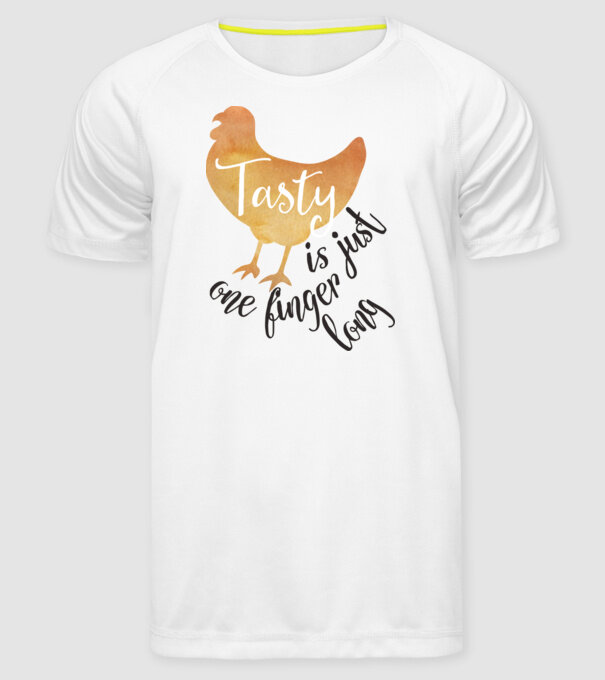 Tasty is just one finger long model alb pe tricou