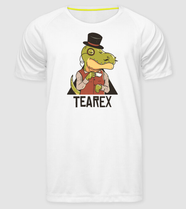Tea Rex dinozaur cu ceai model alb pe tricou