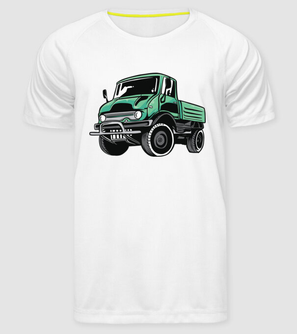 Camion model alb pe tricou