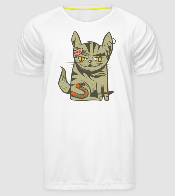 Pisoi tatuat model alb pe tricou