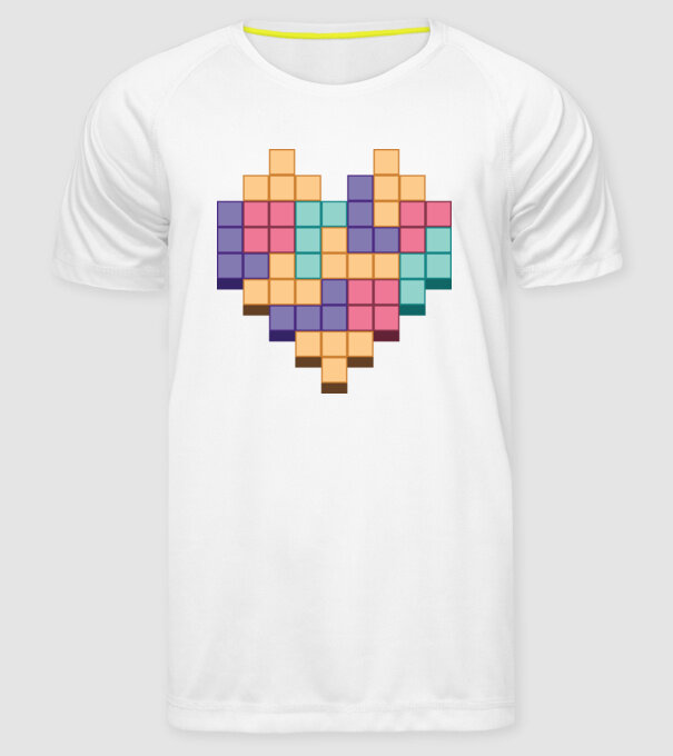 Inimă Tetris model alb pe tricou