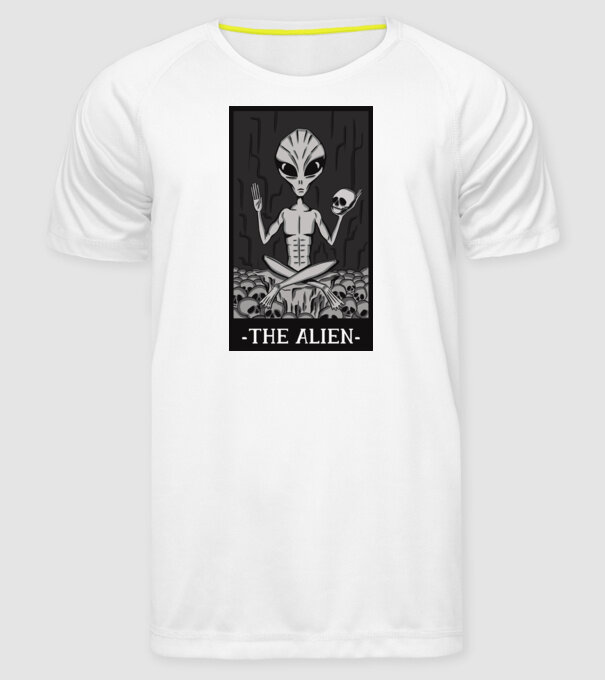 Extraterestru - Carte de tarot model alb pe tricou