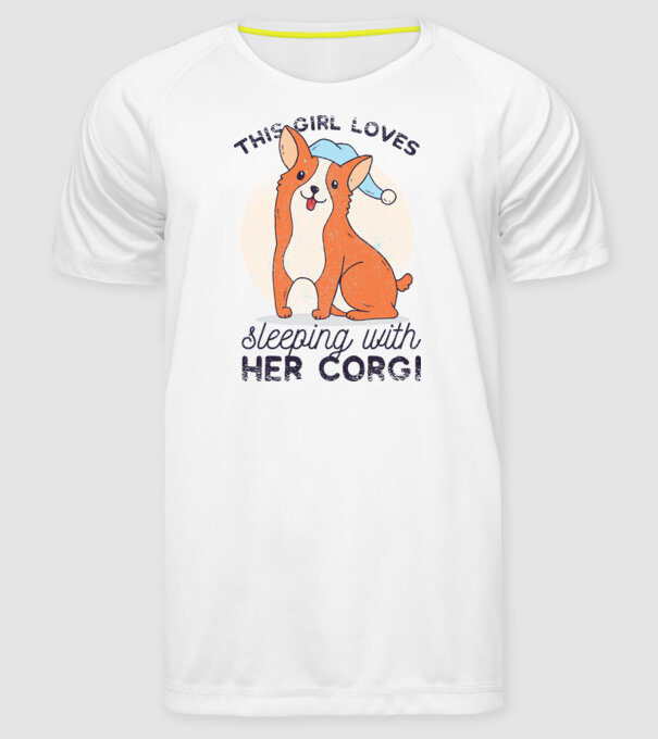 This Girl Loves sleeping with her Corgi model alb pe tricou