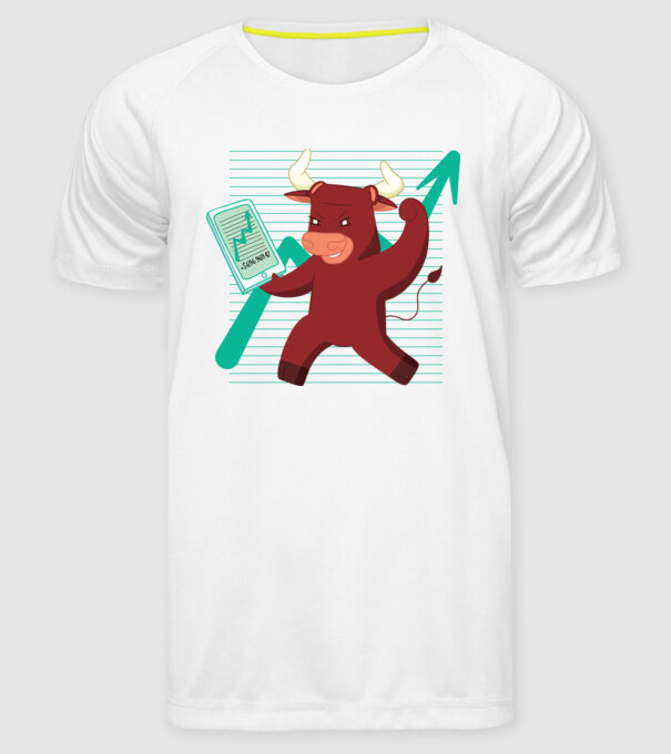 Taur Bursa de valori model alb pe tricou