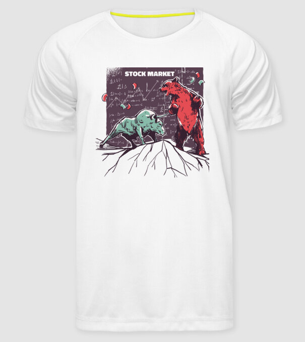 Bursa de Valori Taur vs Urs model alb pe tricou