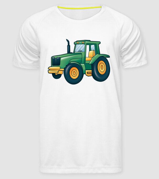 Desen Tractor model alb pe tricou