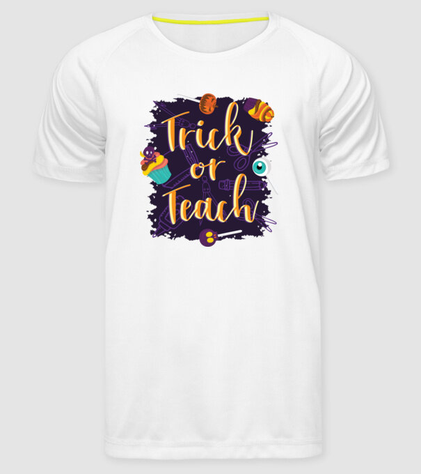 Trick or Teach Halloween pentru profesori model alb pe tricou