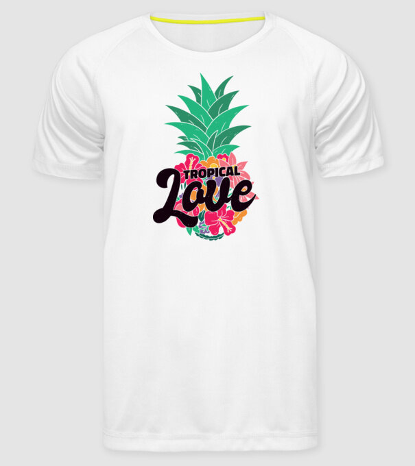 Ananas Tropical Love model alb pe tricou