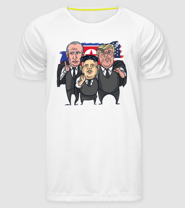 Trump, Putin, Kim - trei prieteni buni model alb pe tricou