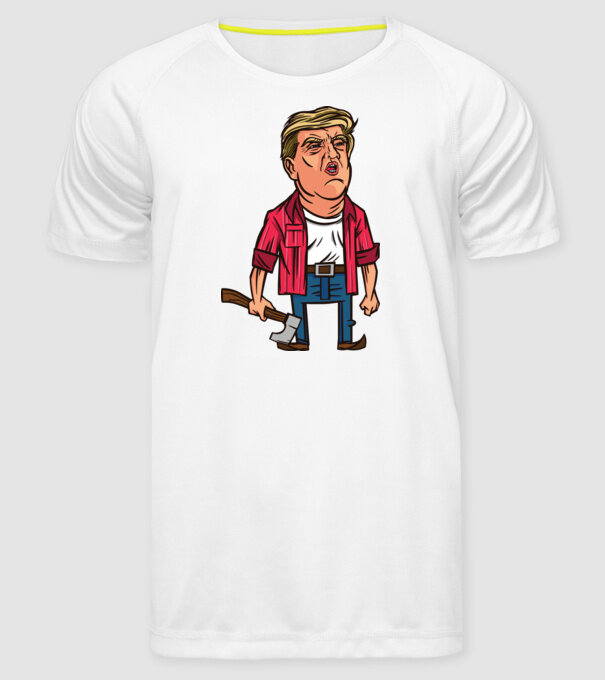 Trump tăietor de lemne model alb pe tricou