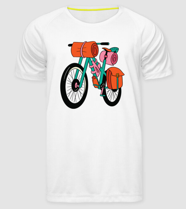 Bicicletă Drumeție model alb pe tricou