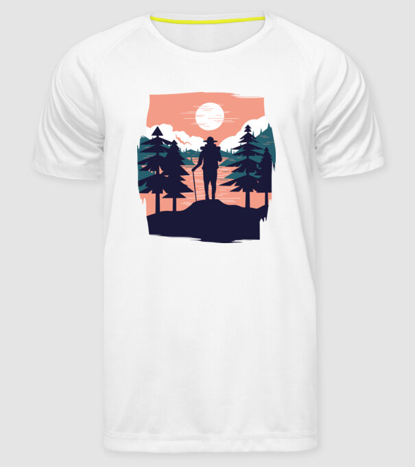Drumeție model alb pe tricou