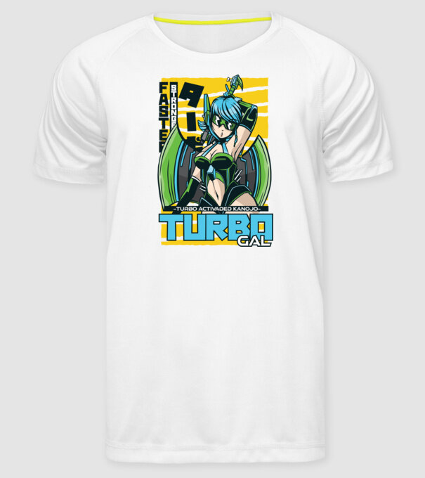 Turbo Gal Anime model alb pe tricou