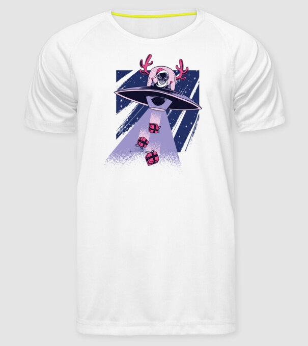 OZN duce cadouri - tricou de Crăciun amuzant model alb pe tricou