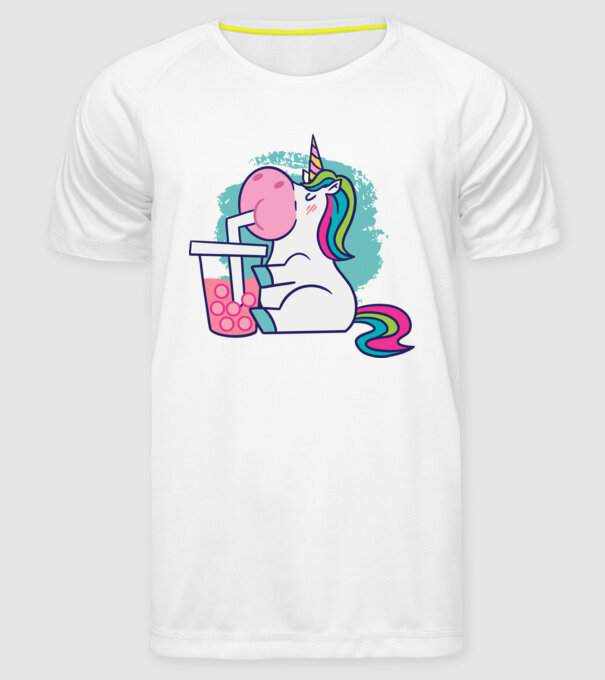 Unicorn Bubble Tea model alb pe tricou