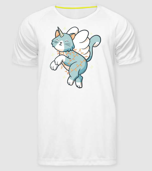 Pisică Unicorn model alb pe tricou