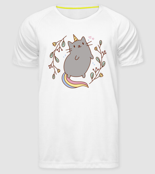 Pisică Unicorn model alb pe tricou