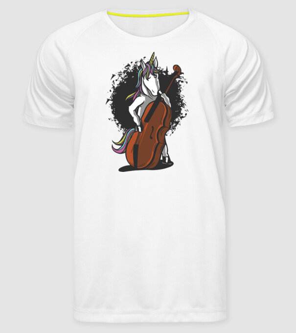 Unicorn cu violoncel model alb pe tricou