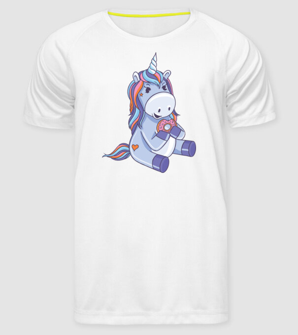 Unicorn cu gogoașă model alb pe tricou