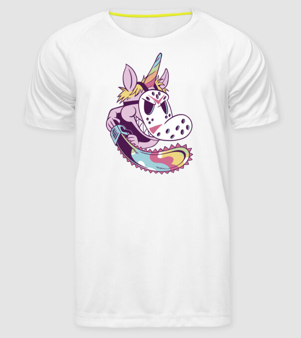 Unicorn Mască Jason Halloween model alb pe tricou